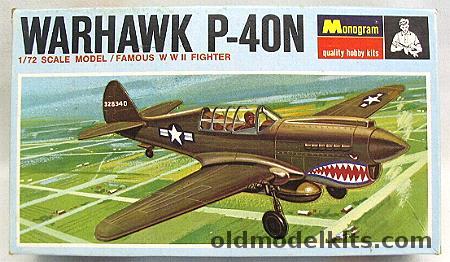 Monogram 1/64 P-40N Curtiss Warhawk - Blue Box Issue, PA165-70 plastic model kit